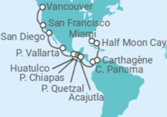 Itinéraire -  De Vancouver (Canada) à Miami (Fort Lauderdale) - Holland America Line