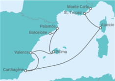 Itinéraire -  Espagne, France - Silversea