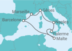 Itinéraire -  Italie, Malte, Espagne, France - MSC Croisières