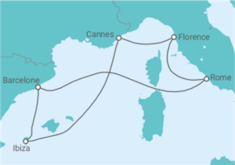Itinéraire -  Italie, France, Espagne - Virgin Voyages