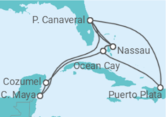 Itinéraire -  Bahamas, Mexique, États-Unis - MSC Croisières