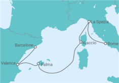 Itinéraire -  Espagne, France, Italie - Cunard