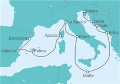 Itinéraire -  De Barcelone à Trieste (Italie) - Cunard