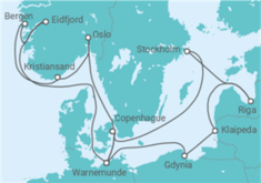 Itinéraire -  Pologne, Lituanie, Lettonie, Suède, Danemark, Allemagne, Norvège - MSC Croisières