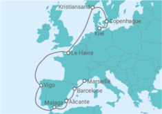 Itinéraire -  Danemark, France, Espagne - Costa Croisières