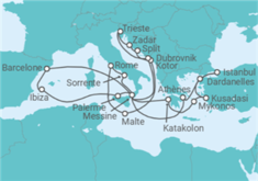 Itinéraire -  Italie, Grèce, Turquie, Malte, Monténégro, Croatie, Espagne - Cunard
