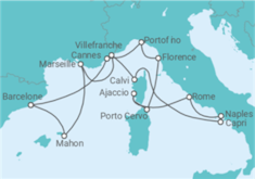 Itinéraire -  France, Italie, Espagne - Explora Journeys