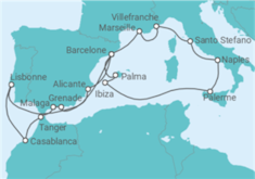 Itinéraire -  France, Italie, Espagne, Portugal, Maroc - Explora Journeys