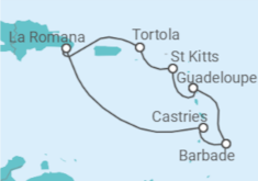 Itinéraire -  Sainte Lucie, Barbade, Guadeloupe, Iles Vierges Britanniques - Vols et Hôtel inclus - Costa Croisières