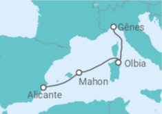 Itinéraire -  Espagne, Italie - MSC Croisières