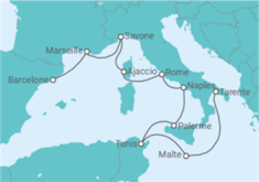 Itinéraire -  Malte, Tunisie, Italie, France TI - Costa Croisières