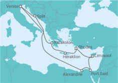 Itinéraire -  Grèce, Chypre, Égypte, Croatie TI - MSC Croisières