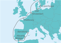 Itinéraire -  Danemark, Hollande, France, Espagne TI - MSC Croisières