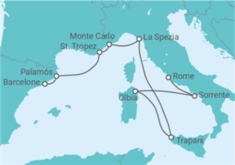 Itinéraire -  Espagne, France, Monaco, Italie - Regent Seven Seas