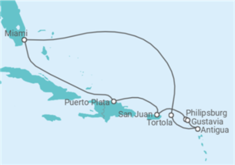 Itinéraire -  Porto Rico, Saint Martin, Guadeloupe, Antigua et Barbuda, Iles Vierges Britanniques - Regent Seven Seas