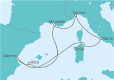 Itinéraire -  Italie, France, Espagne - Costa Croisières