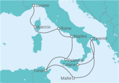 Itinéraire -  Italie, Malte, Tunisie, France - Costa Croisières