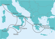 Itinéraire -  De Savone (Nice) à Athènes (Le Pirée) - Costa Croisières