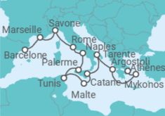 Itinéraire -  De Barcelone à Athènes (Le Pirée) TI - Costa Croisières