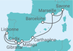 Itinéraire -  Portugal, Gibraltar, Espagne, France, Italie - Boissons incluses - Costa Croisières
