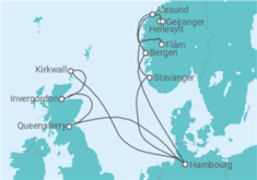 Itinéraire -  Royaume-Uni, Allemagne, Norvège - Boissons incluses - Costa Croisières