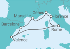 Itinéraire -  Espagne, France, Italie - MSC Croisières