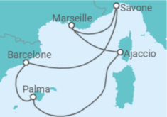 Itinéraire -  Espagne, France - Costa Croisières