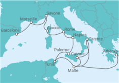 Itinéraire -  De Athènes (Le Pirée) à Barcelone - Costa Croisières