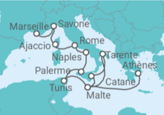Itinéraire -  De Athènes (Le Pirée) à Marseille - Costa Croisières