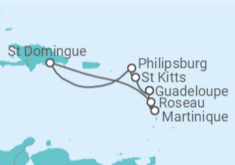 Itinéraire -  San Cristobal y Nieves, Saint Martin, République Dominicaine, Martinique - Boissons incluses - Costa Croisières