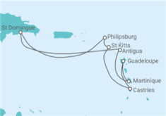 Itinéraire -  Sainte Lucie, San Cristobal y Nieves, Saint Martin, République Dominicaine, Antigua et Barbuda, M... - Costa Croisières