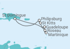 Itinéraire -  Guadeloupe, San Cristobal y Nieves, Saint Martin, République Dominicaine - Costa Croisières