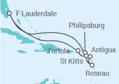 Itinéraire -  Iles Vierges Américaines, San Cristobal y Nieves, Antigua et Barbuda, Saint Martin - Princess Cruises