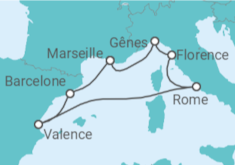 Itinéraire -  Espagne, France, Italie - MSC Croisières