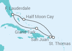 Itinéraire -  Iles Vierges Américaines, Porto Rico, Bahamas - Holland America Line