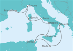 Itinéraire -  Malte, Tunisie, Italie, France - Boissons incluses - Costa Croisières