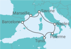 Itinéraire -  Italie, Tunisie, Espagne - Costa Croisières