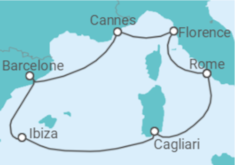 Itinéraire -  Italie, France, Espagne - vols inclus - MSC Croisières