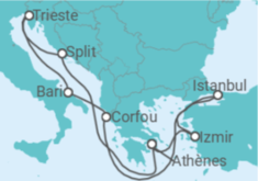 Itinéraire -  Turquie, Grèce, Italie, Croatie - vols inclus - MSC Croisières