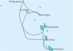 Itinéraire -  Saint Martin, Antigua et Barbuda, San Cristobal y Nieves, Martinique - vols inclus - MSC Croisières