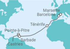 Itinéraire -  De Pointe-à-Pitre à Marseille - Costa Croisières