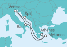 Itinéraire -  Adriatique et Mer Égée - Départ de Bari - MSC Croisières