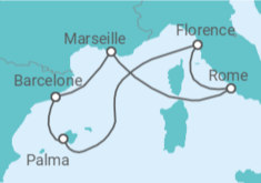 Itinéraire -  Espagne, Italie, France - AIDA