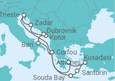 Itinéraire -  Grèce, Turquie, Italie, Monténégro, Croatie - AIDA