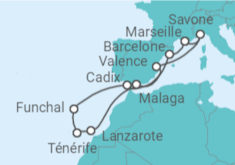 Itinéraire -  Îles Canaries, Madère et Espagne - Costa Croisières
