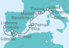 Itinéraire -  De Lisbonne (Portugal) à Rome (Civitavecchia) - Norwegian Cruise Line