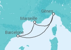 Itinéraire -  Barcelone et Gênes - 4 jours - Costa Croisières