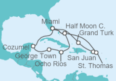 Itinéraire -  Bahamas, Porto Rico, Iles Vierges Américaines, États-Unis, Jamaique, Iles Caiman, Mexique - Holland America Line