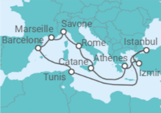 Itinéraire -  Italie, Grèce, Turquie, Tunisie, Espagne, France - Costa Croisières