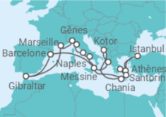 Itinéraire -  Grèce, Monténégro, Italie, Espagne, Gibraltar, France, Turquie - Princess Cruises